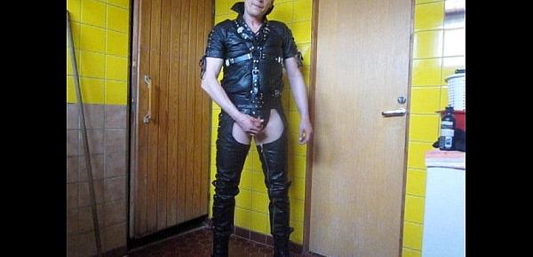  finnish kinky full leather gay Juha Vantanen cums